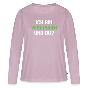 Dicton végétarien - T-shirt manches longues Premium bio Femme - rose poudré - Devant - Julia (174cm)