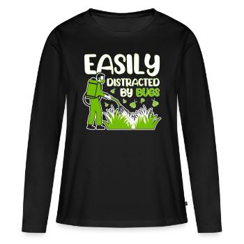 Facilement distrait par les exterminateurs de vermine - T-shirt manches longues Premium bio Femme - noir - Devant - Julia (174cm)