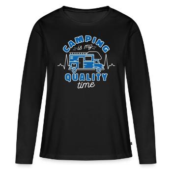 Camping-car Chauffeur Camping Camping camping-car Camping - T-shirt manches longues Premium bio Femme - noir - Devant - Julia (174cm)