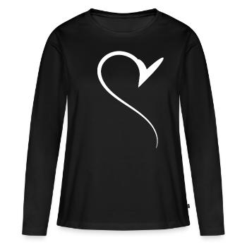 Halbes Weises Herz Simpel - Frauen Premium Bio Langarmshirt - Schwarz - Vorne - Julia (174cm)