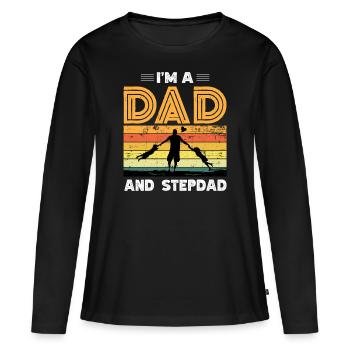 Je suis un père et beau-père beau-père - T-shirt manches longues Premium bio Femme - noir - Devant - Julia (174cm)