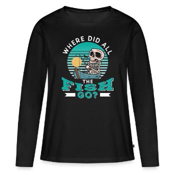 Wo Sind Die Ganzen Fische Hin? Fischen Fischer - Frauen Premium Bio Langarmshirt - Schwarz - Vorne - Julia (174cm)