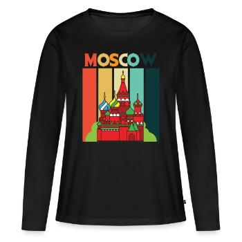 Cathédrale rétro de Moscou Russie - T-shirt manches longues Premium bio Femme - noir - Devant - Julia (174cm)