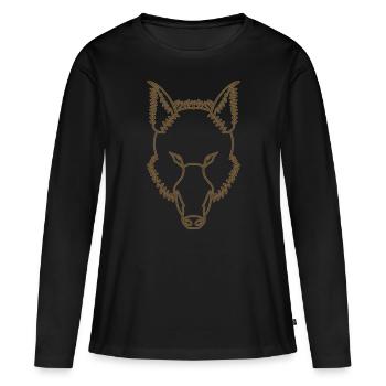 Wilder Eber Tier Motiv Aufdruck mit Wildschwein - Frauen Premium Bio Langarmshirt - Schwarz - Vorne - Julia (174cm)