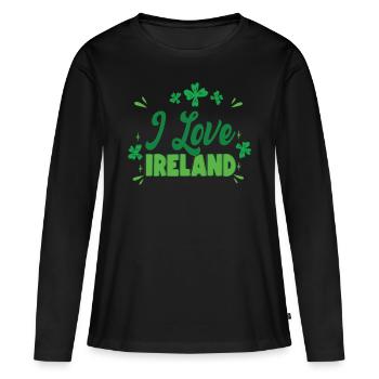 J’adore l’Irlande Irlandais St. Patrick’s Day Irlandais - T-shirt manches longues Premium bio Femme - noir - Devant - Julia (174cm)