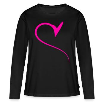 Halbes Pinkes Herz Simpel - Frauen Premium Bio Langarmshirt - Schwarz - Vorne - Julia (174cm)