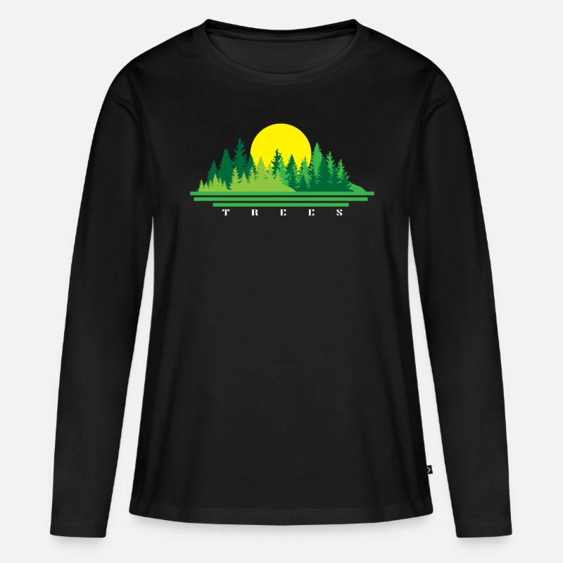 Baum - Frauen Premium Bio Langarmshirt - Schwarz