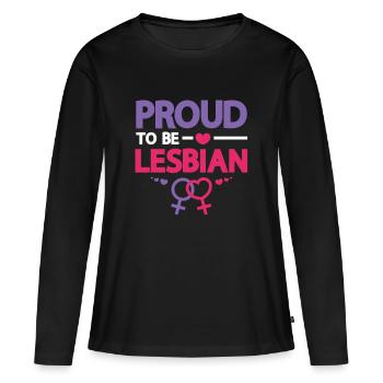 Proud to be a lesbian / LGBT CSD Gay Pride - Women's Premium Organic Long Sleeve Shirt - black - Front - Julia (174cm)