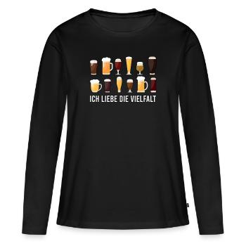 Ich liebe die Vielfalt - Frauen Premium Bio Langarmshirt - Schwarz - Vorne - Julia (174cm)