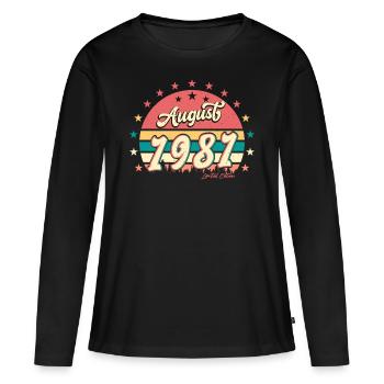 Born in August 1981 - Women's Premium Organic Long Sleeve Shirt - black - Front - Julia (174cm)