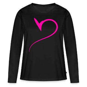 Halbes Pinkes Herz Simpel - Frauen Premium Bio Langarmshirt - Schwarz - Vorne - Julia (174cm)