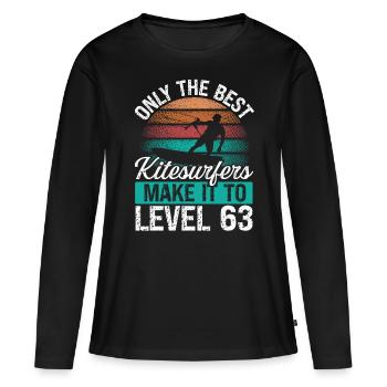 63 Kitesurf Level 63 Year Retro Kiteboarding - Frauen Premium Bio Langarmshirt - Schwarz - Vorne - Julia (174cm)