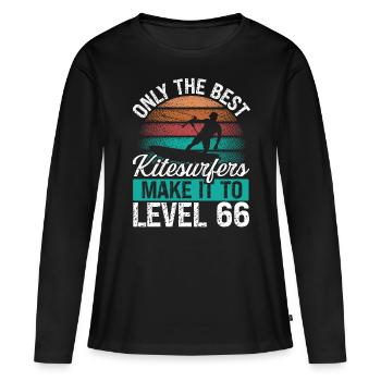 66 Kitesurf Level 66 Year Retro Kiteboarding - Women's Premium Organic Long Sleeve Shirt - black - Front - Julia (174cm)