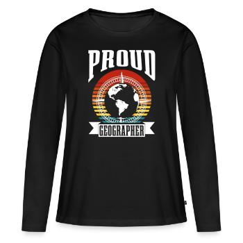 Fier géographe Profession de géographe Géographie - T-shirt manches longues Premium bio Femme - noir - Devant - Julia (174cm)