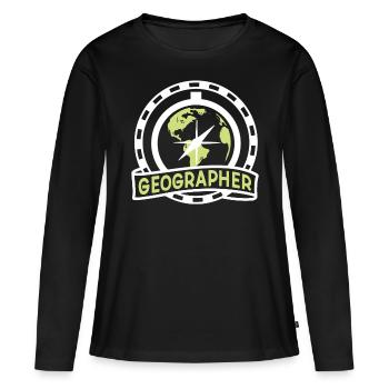 Géographie Géographie Étudiant Géographie Profession - T-shirt manches longues Premium bio Femme - noir - Devant - Julia (174cm)