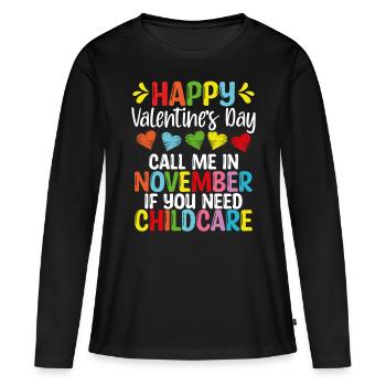 Fournisseur de services de garde Pour la Saint-Valentin Enseignant en garderie - T-shirt manches longues Premium bio Femme - noir - Devant - Julia (174cm)