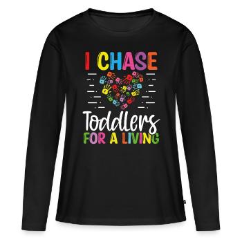 Fournisseur de garderie Chase Toddlers Childcare Teacher - T-shirt manches longues Premium bio Femme - noir - Devant - Julia (174cm)