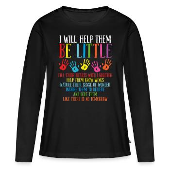Enseignant de garderie Fournisseur de services de garde d’enfants - T-shirt manches longues Premium bio Femme - noir - Devant - Julia (174cm)
