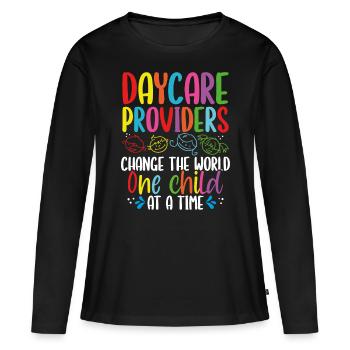 Fournisseur de services de garde à la fois Enseignant de garde d’enfants - T-shirt manches longues Premium bio Femme - noir - Devant - Julia (174cm)