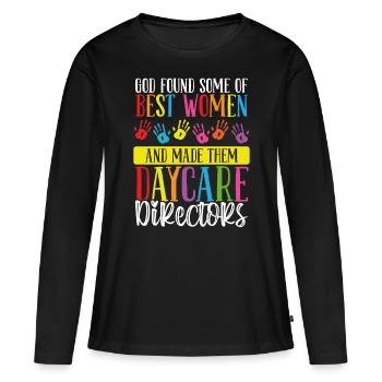 Enseignante de garderie meilleures directrices de garderie - T-shirt manches longues Premium bio Femme - noir - Devant - Julia (174cm)
