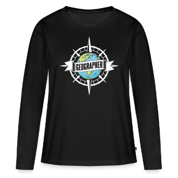 Géographie Profession Géographie Géographie Étudiant - T-shirt manches longues Premium bio Femme - noir - Devant - Julia (174cm)