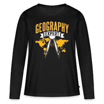 Expert en géographie Géographie Étudiant Géographe - T-shirt manches longues Premium bio Femme - noir - Devant - Julia (174cm)