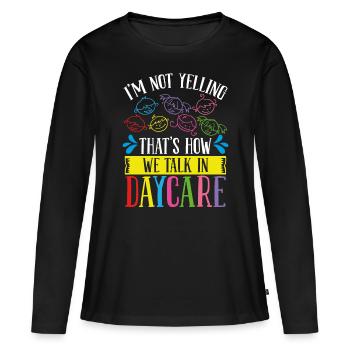 Garderie Provier Je ne crie pas Enseignant de garde d’enfants - T-shirt manches longues Premium bio Femme - noir - Devant - Julia (174cm)