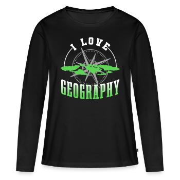 J’aime la géographie profession géographie géographie géographie - T-shirt manches longues Premium bio Femme - noir - Devant - Julia (174cm)