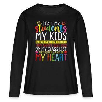 Garderie Provier Mes enfants Humour Garderie Enseignante - T-shirt manches longues Premium bio Femme - noir - Devant - Julia (174cm)