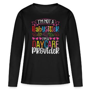 Fournisseur de garderie Baby-sitter Enseignant - T-shirt manches longues Premium bio Femme - noir - Devant - Julia (174cm)
