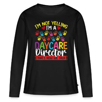 Directeur de garderie Je ne crie pas Fournisseur de garderieDa - T-shirt manches longues Premium bio Femme - noir - Devant - Julia (174cm)
