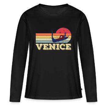 Venise Grand Canal Gondole Italie Romance - T-shirt manches longues Premium bio Femme - noir - Devant - Julia (174cm)