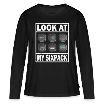 Pilot Look My Sixpack Airplane Aviation Flyer - Women's Premium Organic Long Sleeve Shirt - black - Front - Julia (174cm)