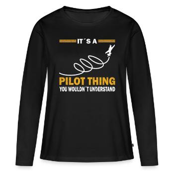 Le pilote ne comprendrait pas l’aviation aérienne - T-shirt manches longues Premium bio Femme - noir - Devant - Julia (174cm)