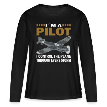 Pilote à travers chaque avion d’assaut - T-shirt manches longues Premium bio Femme - noir - Devant - Julia (174cm)