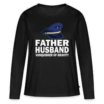 Pilot Father Husband Vanquisher Gravity Flugzeug - Frauen Premium Bio Langarmshirt - Schwarz - Vorne - Julia (174cm)