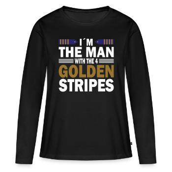Pilot Man With 4 Golden Stripes Airplane Aviation - Women's Premium Organic Long Sleeve Shirt - black - Front - Julia (174cm)