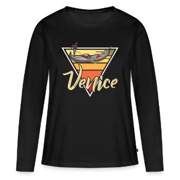 Italie Venise Gondole Grand Canal Romance - T-shirt manches longues Premium bio Femme - noir - Devant - Julia (174cm)