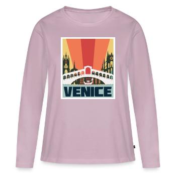 Pont de Venise Italie Télécabine gothique du Grand Canal - T-shirt manches longues Premium bio Femme - rose poudré - Devant - Julia (174cm)