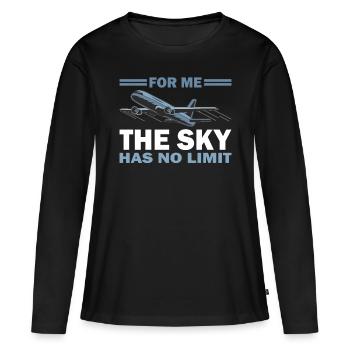 Pilot Sky Has No Limit Flugzeug Luftfahrt Flieger - Frauen Premium Bio Langarmshirt - Schwarz - Vorne - Julia (174cm)