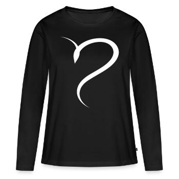 Halbes Weises Herz Simpel - Frauen Premium Bio Langarmshirt - Schwarz - Vorne - Julia (174cm)