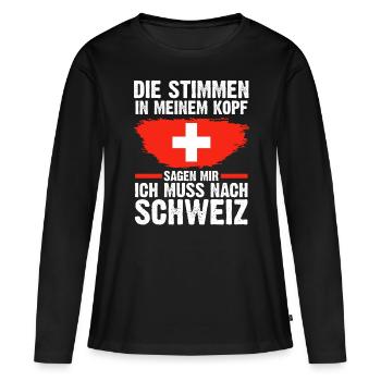 Schweiz Schweizer - Frauen Premium Bio Langarmshirt - Schwarz - Vorne - Julia (174cm)