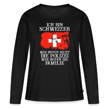 Schweiz Schweizer - Frauen Premium Bio Langarmshirt - Schwarz - Vorne - Julia (174cm)
