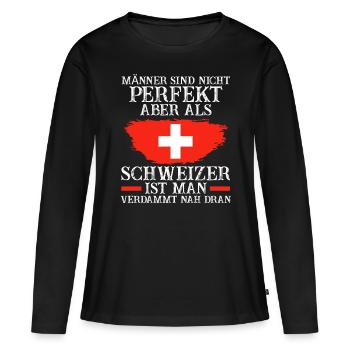 Schweiz Schweizer - Frauen Premium Bio Langarmshirt - Schwarz - Vorne - Julia (174cm)