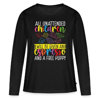Drôle de garderie Directrice De garde Fournisseur de services de garde d’enfants - T-shirt manches longues Premium bio Femme - noir - Devant - Julia (174cm)
