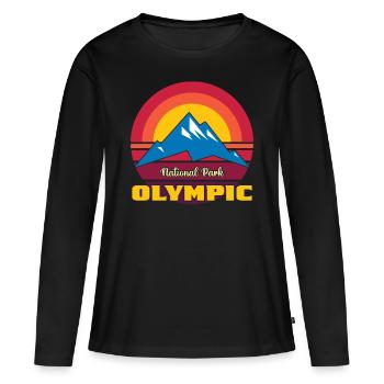 National Park Olymp Gebirge Washington - Frauen Premium Bio Langarmshirt - Schwarz - Vorne - Julia (174cm)
