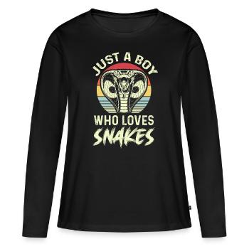 Le garçon aime le serpent cobra serpent boa - T-shirt manches longues Premium bio Femme - noir - Devant - Julia (174cm)