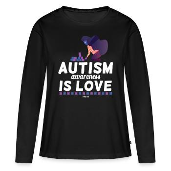 Sensibilisation à l’autisme - T-shirt manches longues Premium bio Femme - noir - Devant - Julia (174cm)