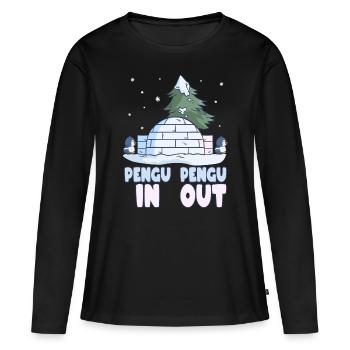 Penguin Snow Winter Pun Pengu-In Pengu-Out - T-shirt manches longues Premium bio Femme - noir - Devant - Julia (174cm)