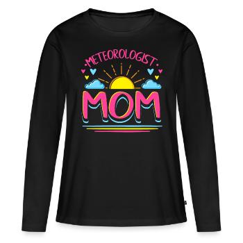 Drôle de météorologie Maman Météo Météo Cadeau - T-shirt manches longues Premium bio Femme - noir - Devant - Julia (174cm)